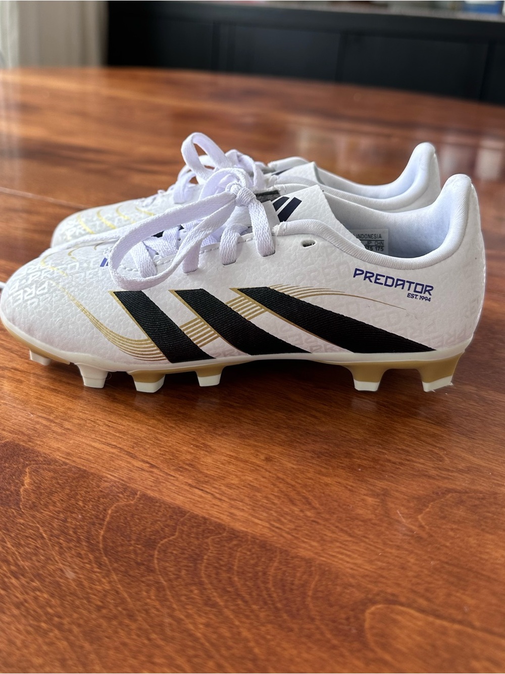 Adidas Kids White Black Gold Predator Soccer Cleats